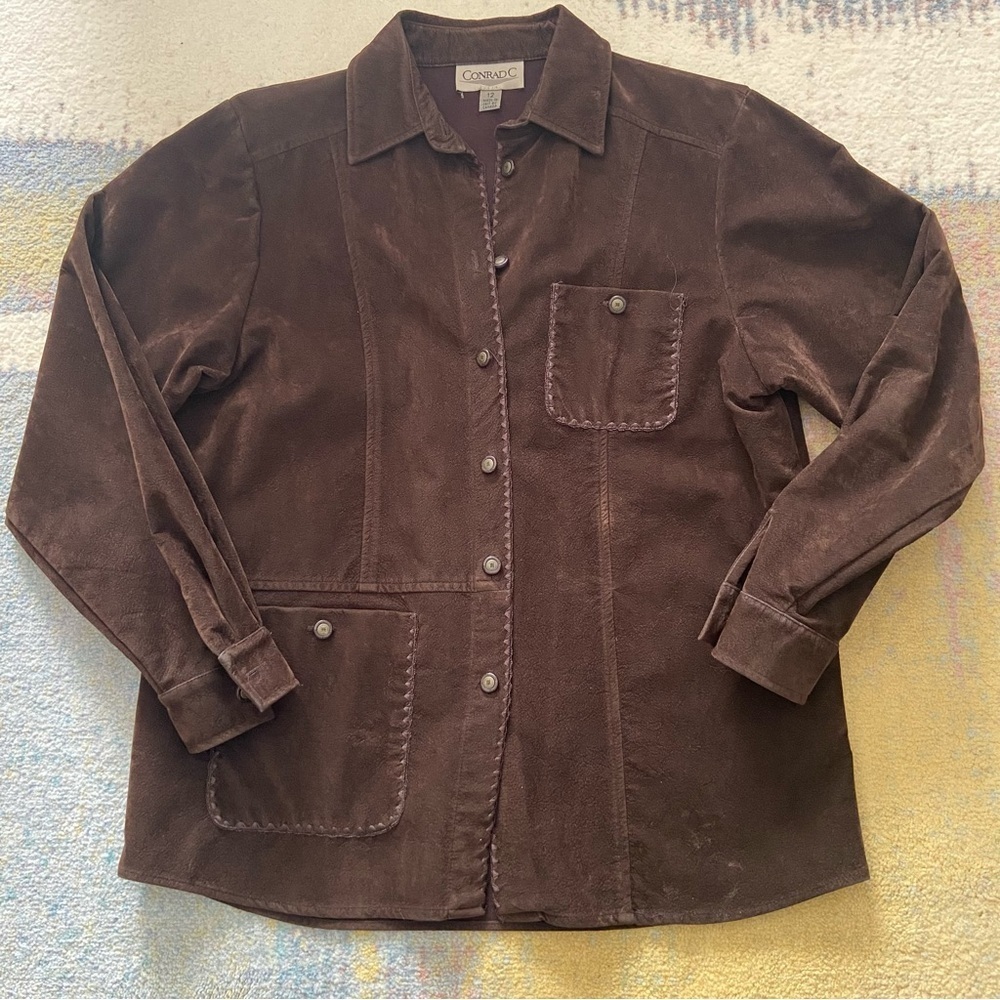 Vintage 90s Brown Button-Up Suede Jacket
